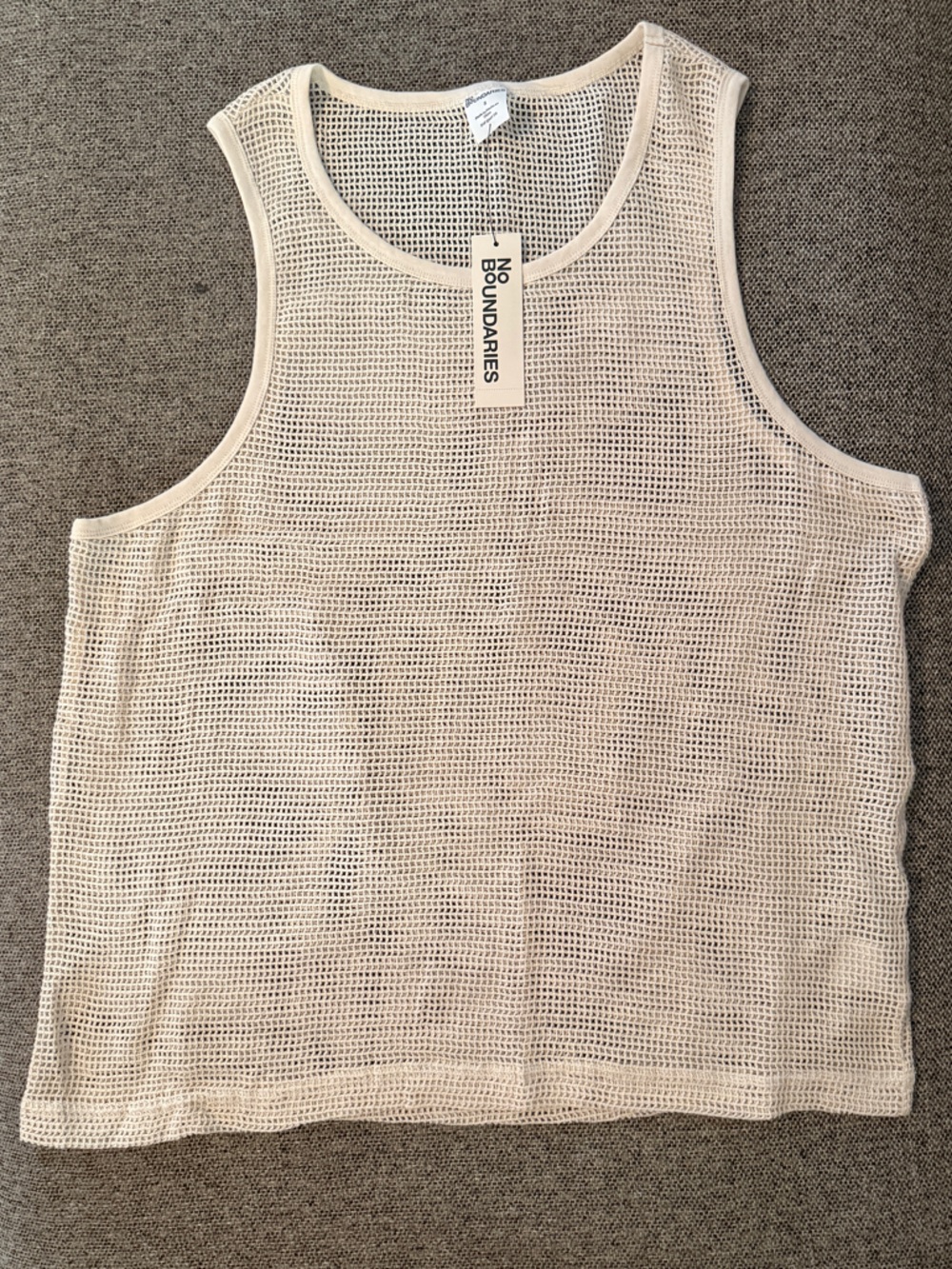 No Boundaries Cream Open-Knit Mesh Tank